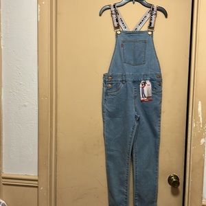 New Levi’s Girls Denim Bib Overalls with Glitter Adjustable Elastic Straps.